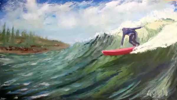 surfer on wave painting by guyM